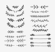 Vector dividers and laurels. Hand drawn doodle design elements. Borders and lines isolated.