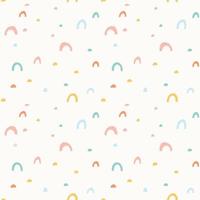 Hand drawn geometric abstract pattern. Cute rainbow arc vector seamless background in doodle style. Semi circle doodle shape.