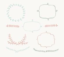 Vector set of hand drawn wreaths, laurels and frames