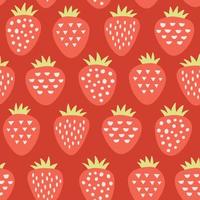 Cute strawberry vector pattern. Geometric fruit seamless background. Summer print.