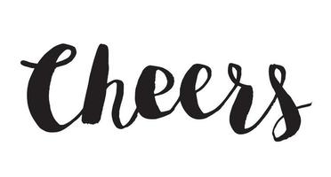 Cheers text. New Year Card. Vector hand lettering in brush script.