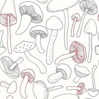 Mushroom vector pattern. Vintage seamless background