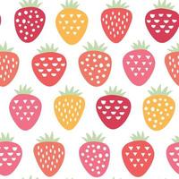 Strawberry vector pattern. Colorful berry fruit seamless backgroun print.  Cute summer illustration.