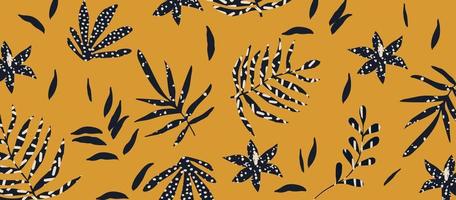 formas inspiradas en la naturaleza. lindo patrón de formas botánicas, recortes aleatorios de hojas y flores tropicales, ilustración de vector de arte abstracto decorativo