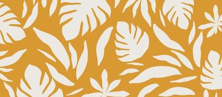 formas monocromáticas inspiradas en la naturaleza. lindo patrón de formas botánicas, recortes aleatorios de hojas y flores tropicales, ilustración de vector de arte abstracto decorativo