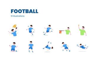 Football or soccer player and referee illustration set for match league cup vector