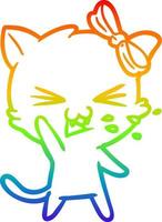 rainbow gradient line drawing cartoon cat vector