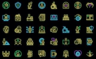 Online registration icons set outline vector. Device apply vector neon