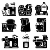 conjunto de iconos de procesador de alimentos, estilo simple vector