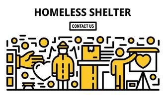 Homeless shelter banner, outline style vector