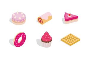 Cake icon set, isometric style vector