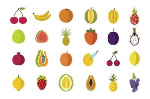 conjunto de iconos de frutas, estilo plano