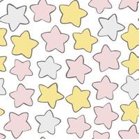 Vector seamless abstract pattern with cute stars. Night sky background in doodle style.