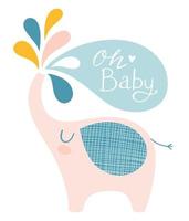 linda ilustración de vector de elefante para baby shower u otras ocasiones. diseño de impresión de vivero.