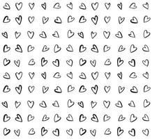 Seamless heart pattern in doodle style. Hand drawn abstract vector background. Black and white.