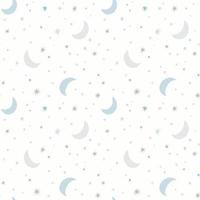 Moon and stars vector pattern. Night sky, cosmos, space seamless background in light pastel colors.