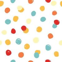 Cute vector seamless pattern. Colorful small dots. Abstract background with round brush strokes.