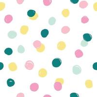 Abstract vector seamless pattern. Colorful small dots. Cute background with round brush strokes.