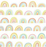 Cute geometric pattern. Hand drawn rainbow doodle vector seamless background in bright colors. Summer design.