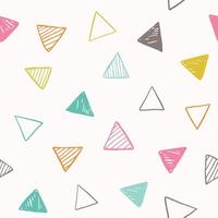 Triangle vector pattern. Hand drawn shapes in doodle style. Seamless geometric background.