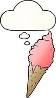 cartoon ice cream and thought bubble in smooth gradient style vector