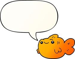 cartoon fish and speech bubble in smooth gradient style vector