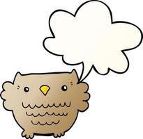 cartoon owl and speech bubble in smooth gradient style vector