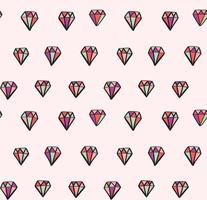 Diamond seamless vector pattern with hand drawn colorful diamonds and gems in doodle style. Girly fashion, trendy background.