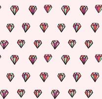 Diamond seamless vector pattern with hand drawn colorful diamonds and gems in doodle style. Girly fashion, trendy background.