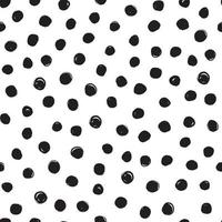 Dalmatian spots vector pattern. Doodle polka dot seamless pattern in black and white. Ink brush strokes.