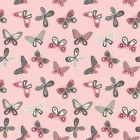 Cute butterflies vector pattern. Girly seamless background with butterfly freehand drawing.