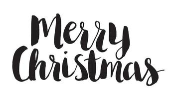 Merry Christmas text. Brush script vector hand lettering calligraphy. Christmas card.