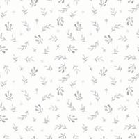 Seamless watercolor floral pattern with branches and leaves. Subtle monochrome hand drawn vector background.