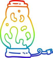 lámpara de lava de dibujos animados de dibujo lineal de gradiente de arco iris vector