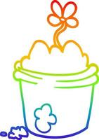 rainbow gradient line drawing cartoon flower pot vector
