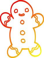 warm gradient line drawing cartoon christmas gingerbread vector