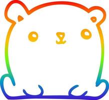 dibujo de línea de gradiente de arco iris lindo oso de dibujos animados vector