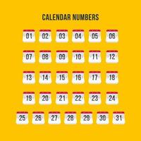 Calendar Number Icon Set vector