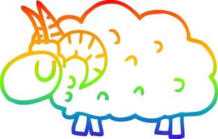 rainbow gradient line drawing cartoon black sheep vector