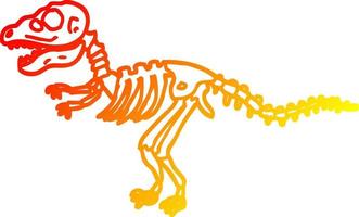 warm gradient line drawing cartoon dinosaur bones vector