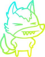 cold gradient line drawing angry wolf cartoon vector