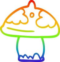 rainbow gradient line drawing cartoon mushroom vector