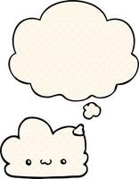 cute cartoon cloud and thought bubble in comic book style vector