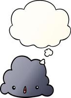 cartoon cloud and thought bubble in smooth gradient style vector