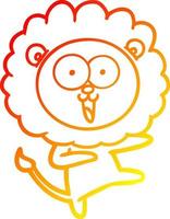 warm gradient line drawing happy cartoon lion vector