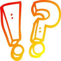 warm gradient line drawing cartoon question mark and exclamation mark vector