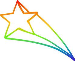 rainbow gradient line drawing cartoon shooting star vector