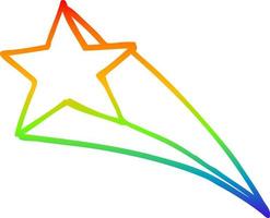 rainbow gradient line drawing cartoon shooting star vector