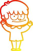 warm gradient line drawing happy cartoon man vector