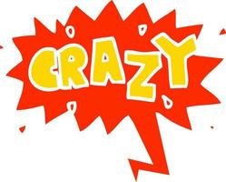 cartoon word crazy and speech bubble in retro style vector